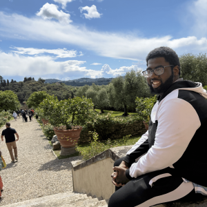 Omarion in Florence for the SOE study abroad trip in Italy.